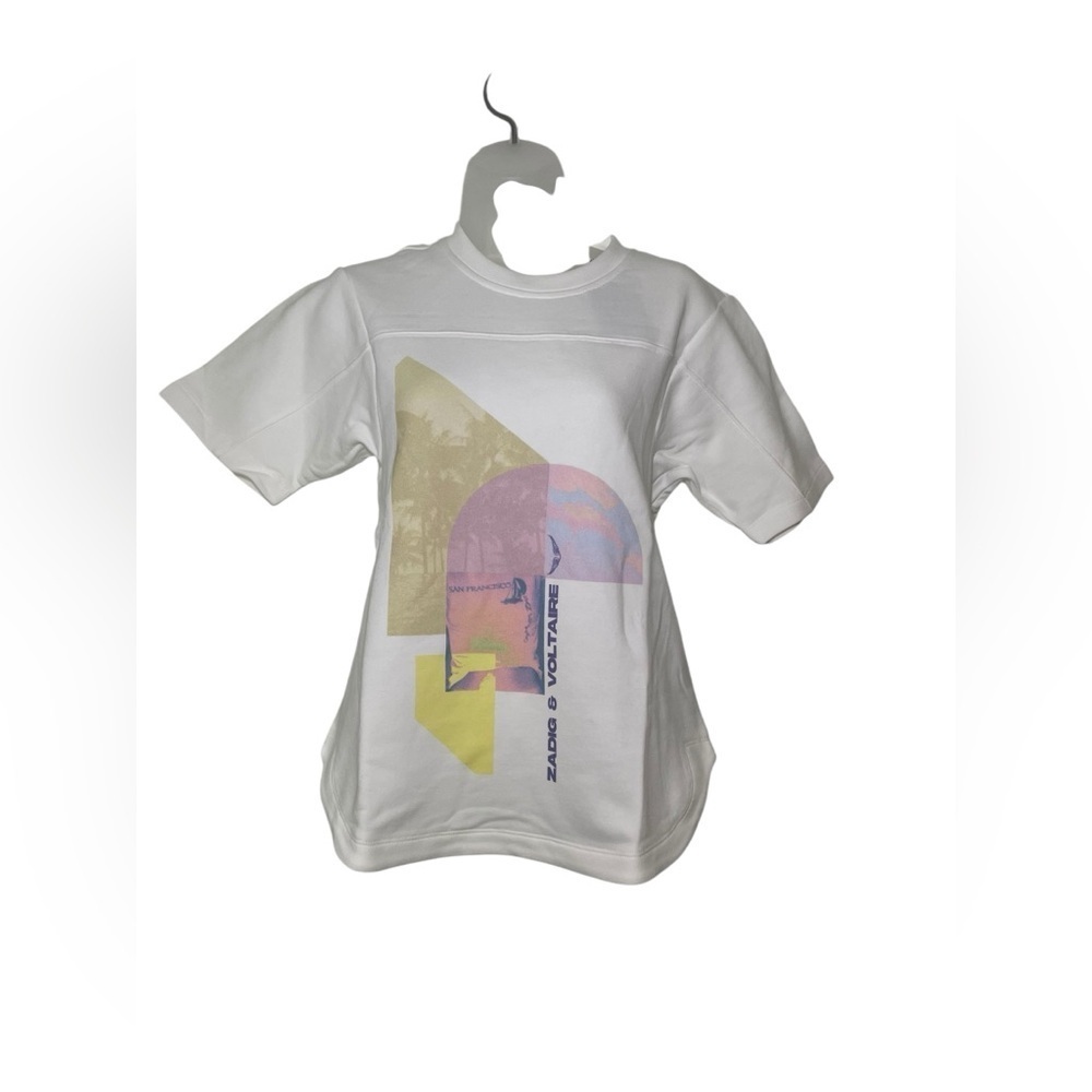 Zadig & Voltaire New NWT Terry Palmer Cotton Blend Tee Size Small - Picture 3 of 6